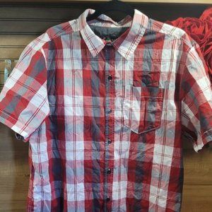 Empyre Button Up Red Check Plaid Shirt XL X-Large Red Gray White
